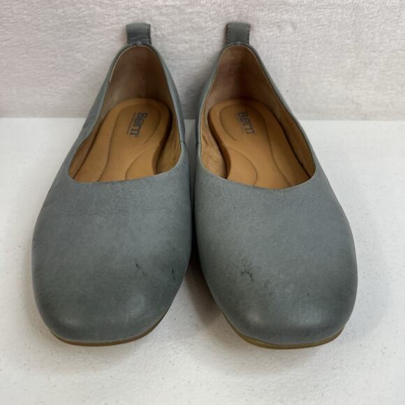 Born Beca Size 8.5 Ballet Flats Gray Leather Comfort Slip On Casual Shoes Dress - Picture 6 of 13